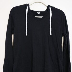 Old Navy Lightweight V-Neck Hoodie Pullover Black Small